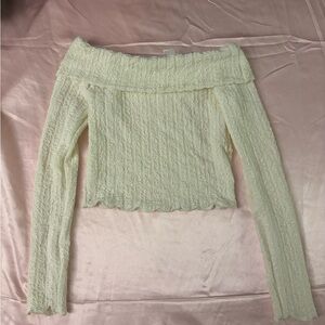 H&M Off-Shoulder Ribbed Knit Top - Cream